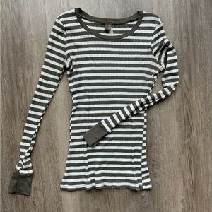 Striped Long Sleeve Ribbed Top